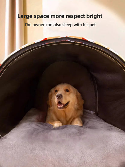 Large Dog House Winter Warm Insulated Outdoor Dog Kennel for Extra Big Dogs Weatherproof Heated Pet Shelter with Removable Roof