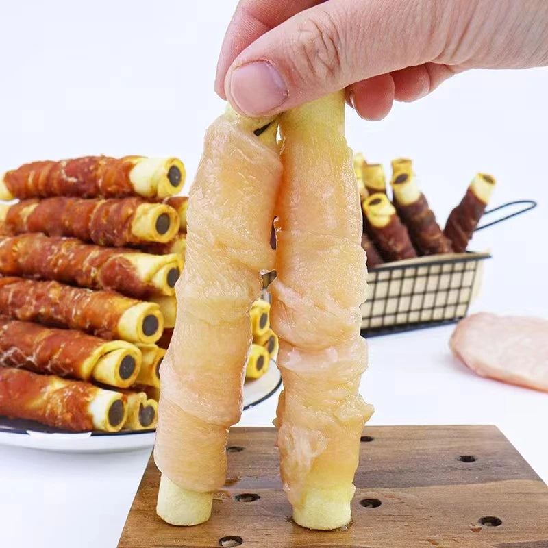Cowhide Wrapped Duck Dog Treats – High-Protein 3-in-1 Chews for Medium & Large Dogs