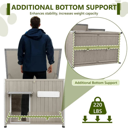 XL Wooden Dog House Outdoor – Weatherproof Asphalt Roof & Chew-Resistant Frame