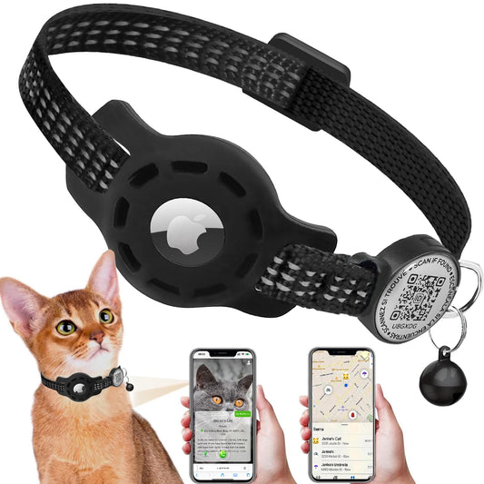 Reflective Cat Collar with QR Code Tag & AirTag Case – Breakaway GPS Collar for Cats & Kittens - Bdba PK