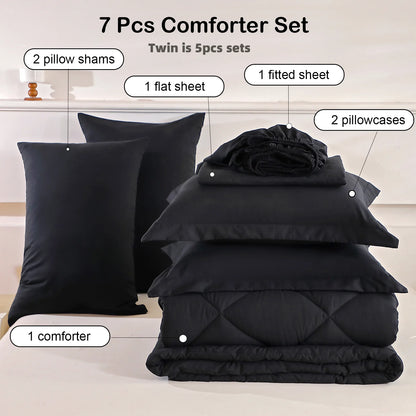 5pcs/7pcs Twin Full Queen King Bedding Sets Home Decor Comforter Flat Sheet Fitted Sheet Pillowcases Sleeping Sets