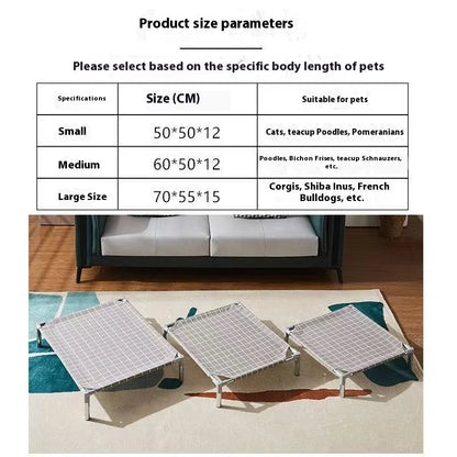 Elevated Pet Cot Stainless Steel Frame - All Season Military Dog Bed Removable Washable Off Ground for Small Pets