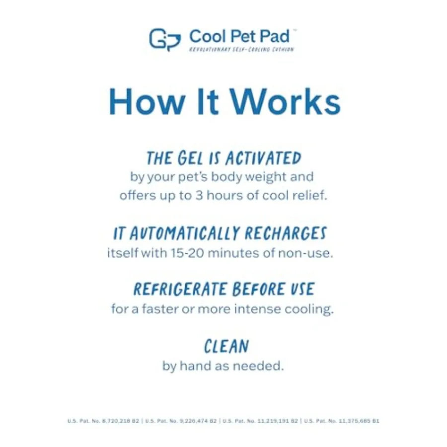 Cool Pet Pad -, - Self-Cooling, Pressure Activated Mat for Dogs and Cats from 21-45 lbs - Non-Toxic Gel, No Water Needed