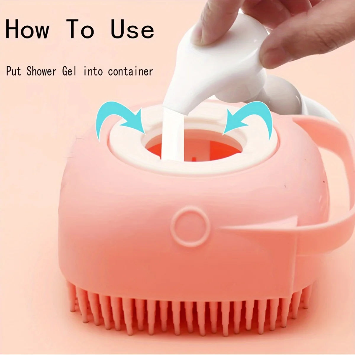 Shampoo Dispenser Pet Bath Brush – Soft Silicone Grooming Brush for Dogs & Cats