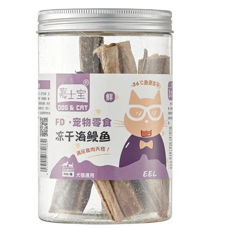Pet Freeze Dried Chicken Breast Salmon Eel Duck Meat Beef Liver Yolk Granules Rich Nutrition Dog Fat Long Meat Food Cat Snacks