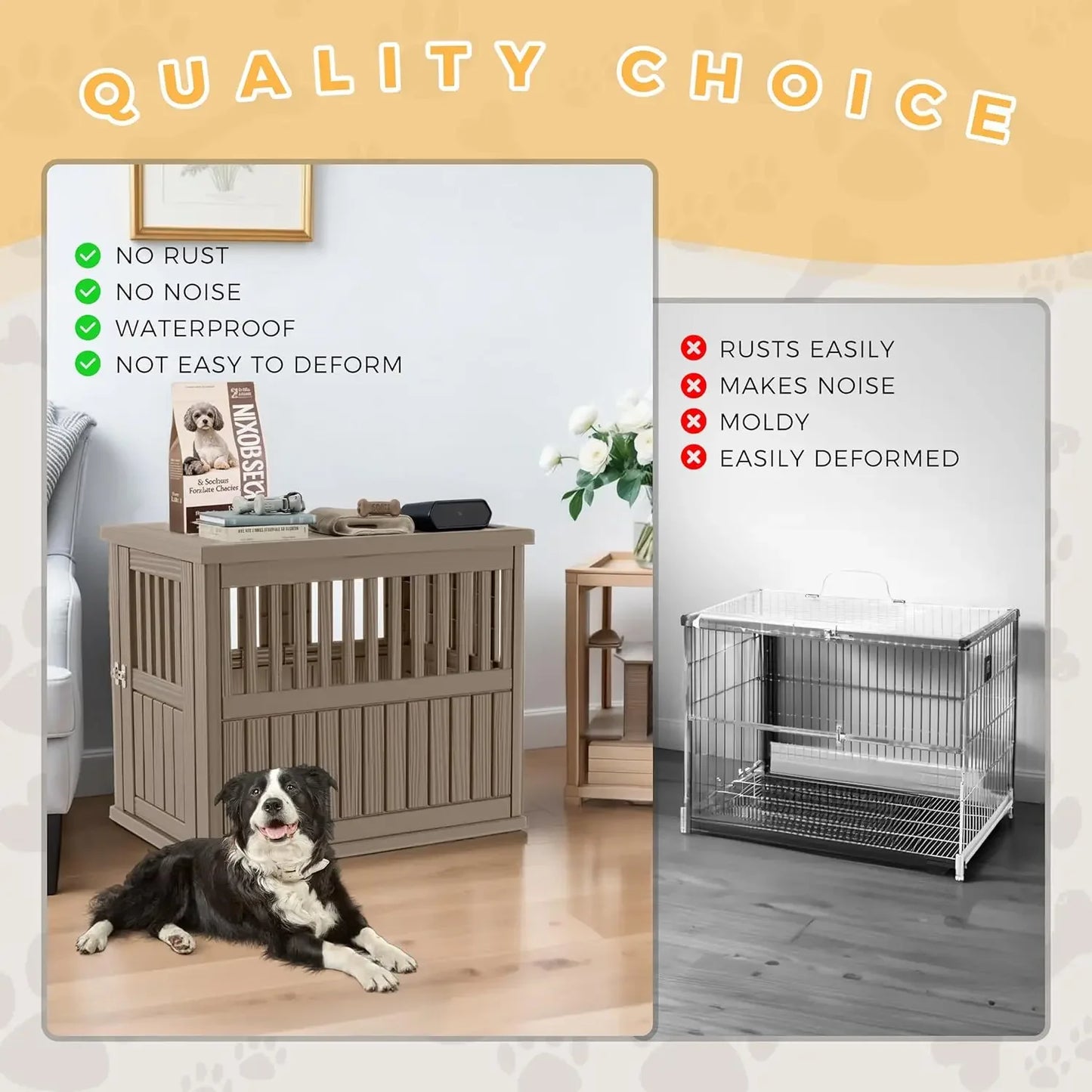 Dog Crate End Table – Lockable Indoor Kennel Nightstand for Small & Large Dogs
