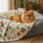 Pets Flannel Blanket, Spring Summer Vintage Flowers Soft Fuzzy Fluffy Plush Cozy Fleece Premium Blankets for Dog Cat Puppy Kitt