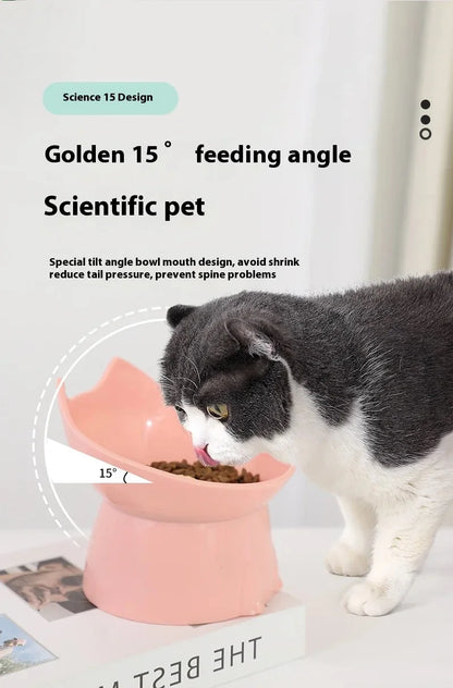 Tilted Elevated Cat Food Bowl Ergonomic Cat Food Dish Anti Neck Protector Vomiting Raised Cats Food Bowl Non Slip for Cats Dogs