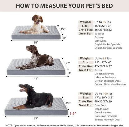 Extra Large Orthopedic Dog Bed, Waterproof Washable Cover, Quilted Design for Comfort and Support