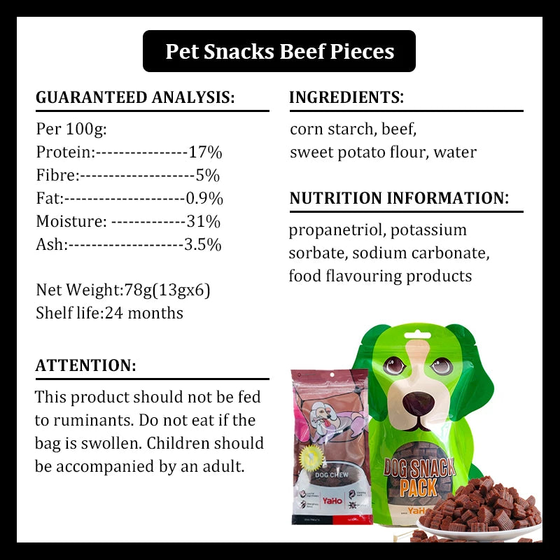 Beef Dog Treats – Chewy Diced Beef Training Rewards for Puppies & Adult Dogs