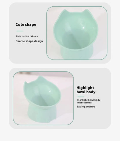 Tilted Elevated Cat Food Bowl Ergonomic Cat Food Dish Anti Neck Protector Vomiting Raised Cats Food Bowl Non Slip for Cats Dogs