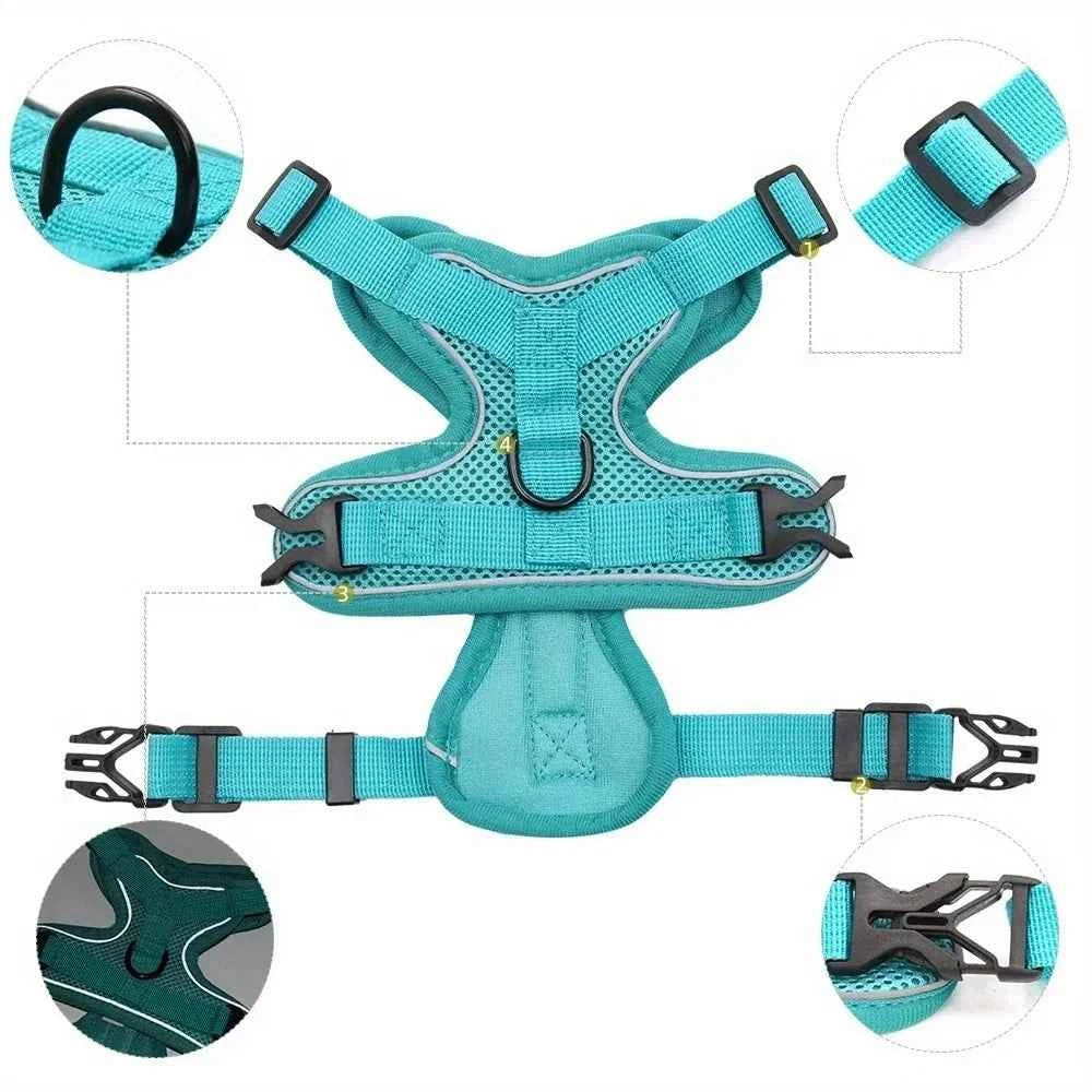No Pull Dog Harness and Leash Set Adjustable Pet Harness Vest for Small Dogs Cats Reflective Dog Chest Strap Lead Walking