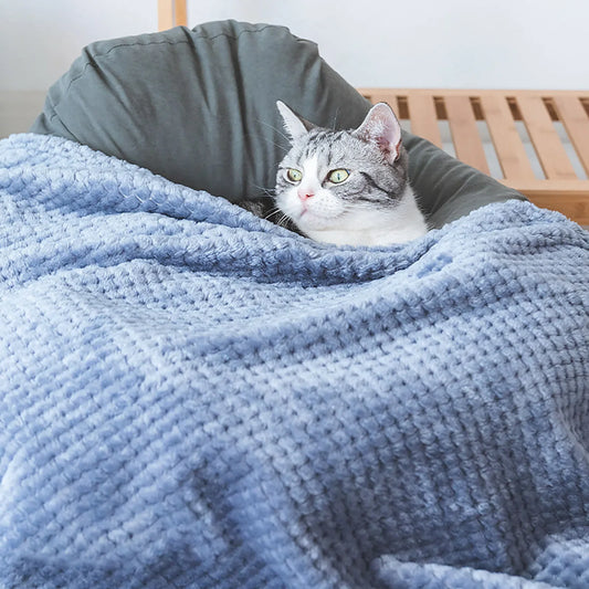 Soft Pet Blanket Plush Dog Sleeping Blanket Solid Color Washable Sofa Pad Portable Warm Cat Bed Blanket Home Carpet For Winter
