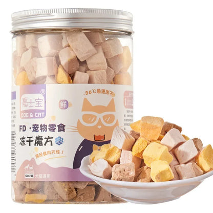 Pet Freeze Dried Chicken Breast Salmon Eel Duck Meat Beef Liver Yolk Granules Rich Nutrition Dog Fat Long Meat Food Cat Snacks