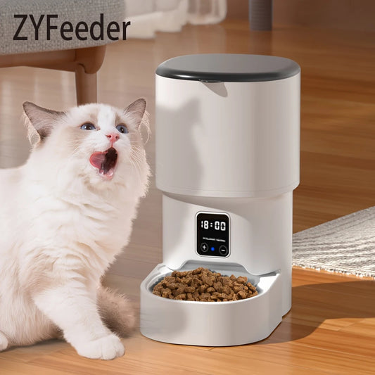 4L WIFI Button Automatic Cat Feeder Intelligent Cat and Dog Pet Feeder Smart Pet Cat Food Dispenser Pet Feeder(No 5V 1A plug) - Bdba PK
