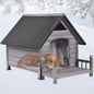 Weatherproof Outdoor Dog House for Large Breeds – Wood & Anti-Chew Iron Frame