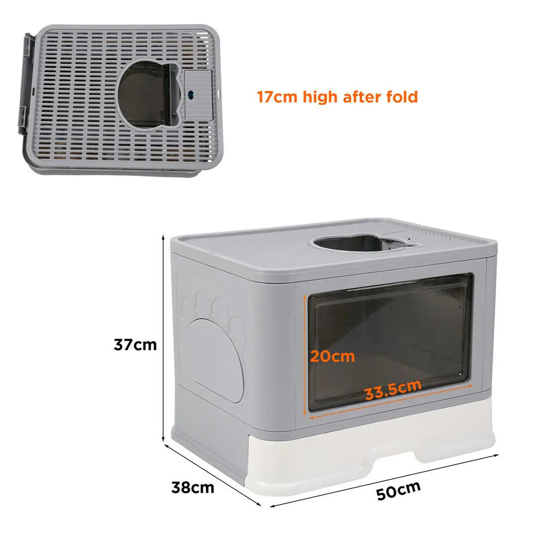 Enclosed Foldable Cat Litter Box – Dual Entry with Massager & Litter Scoop