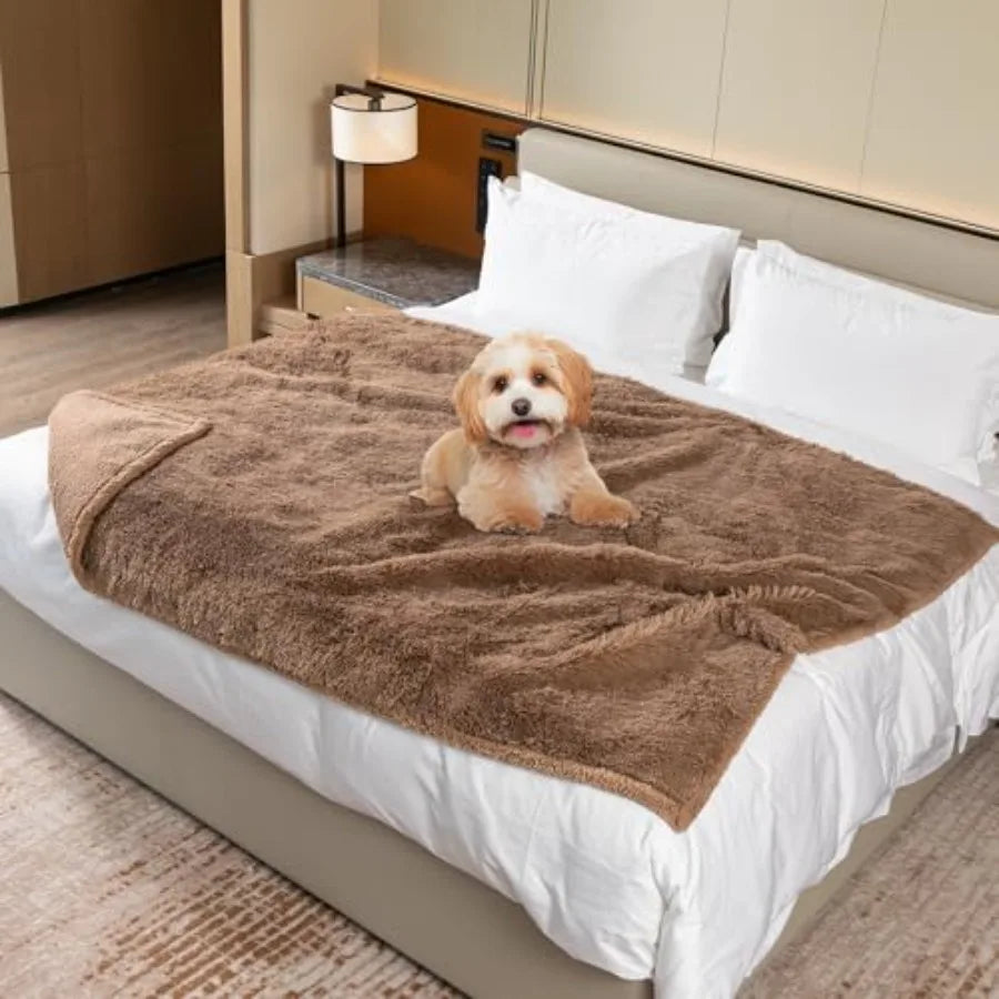 Winter Waterproof Calming Pet Blankets for Dogs Waterproof Long Faux Fur Fluffy Blanket for Doggie Cats Sherpa Fleece Warm Couc
