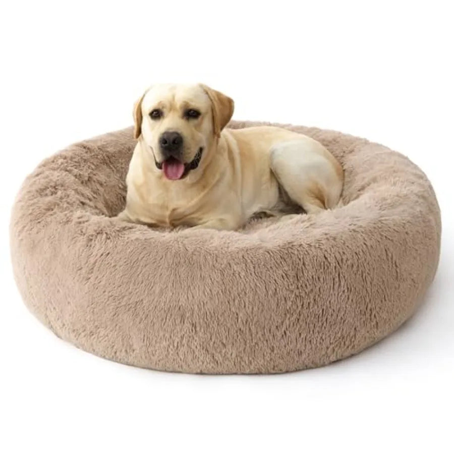 SupportMax™ Calming Dog Beds Large Sized Dog - 36in Donut Washable Large Pet Bed, Anti-Slip ＆Removable Cover, 420GSM Round Anti