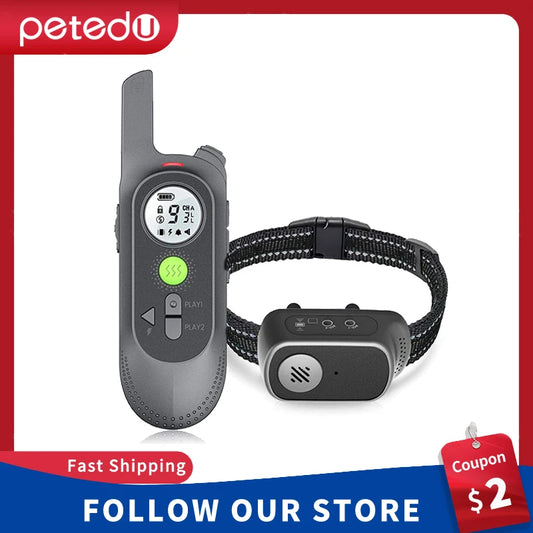 Dog Training Collar with Remote Voice Commands Shock Collar for Dogs Large Breed Vibration Waterproof Electric Dog Shock Collar
