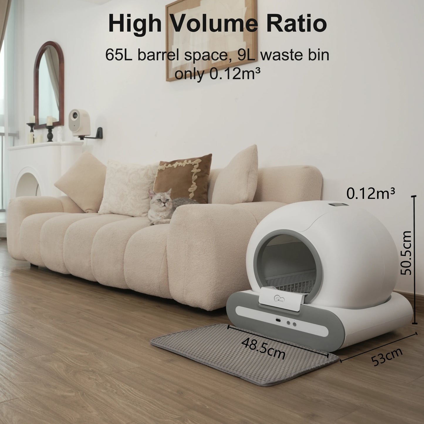 DOEL Automatic Self-Cleaning Cat Litter Box with App Control – 65L Smart Cat Toilet