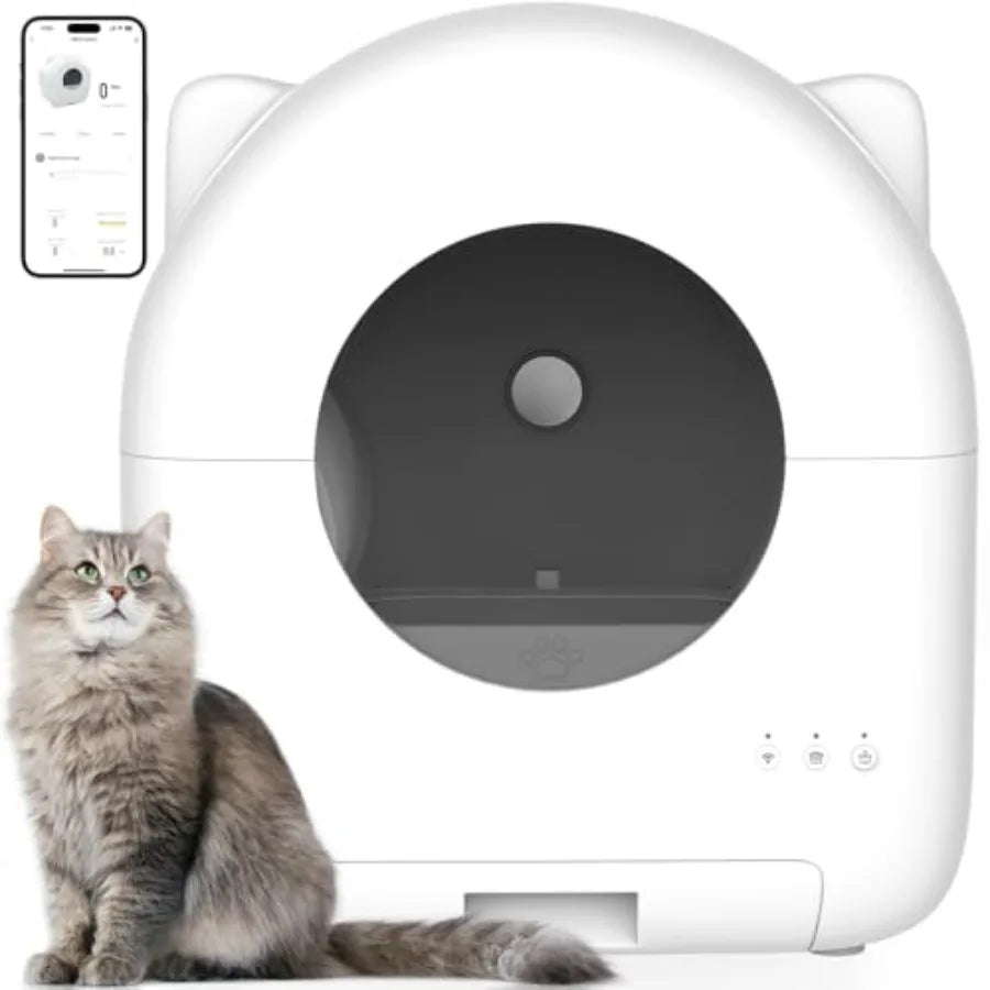 Self Cleaning Litter Box Automatic Cat Litter Box with APP Control Safety Sensor Low Noise 76L Large Ccity for Multiple Cats Ro