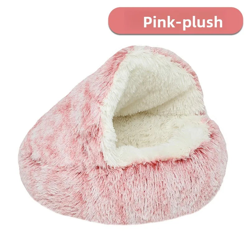 Pet Autumn and Winter Warm Shell Semi-Enclosed Cat Bed Pure Cotton Pet Cat Bed Semi-Enclosed Dog Bed Dog Bed Enclosed Cat Bed