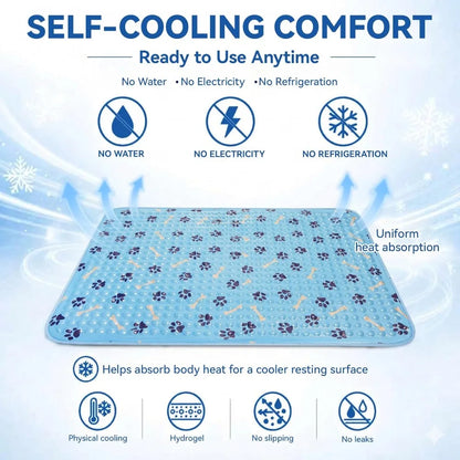 Self-Cooling Dog Bed, Non-Toxic Gel Cooling Mat for Pets, Waterproof & Durable, Small/Medium/Large, Indoor Outdoor Summer Use