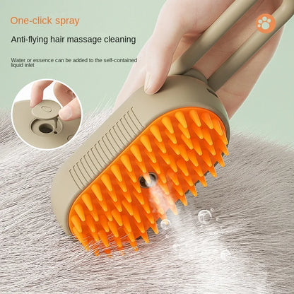 3-in-1 Electric Steam Spray Pet Grooming Brush – Massage, Detangle & Hair Removal for Dogs & Cats