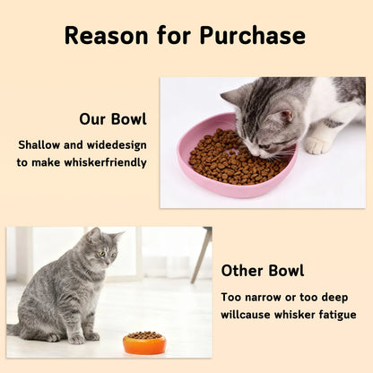 2PCS Whisker-Friendly Silicone Cat Plates, Wide Shallow Pet Bowls, Non-Spill Feeding Dish for Dry Wet Food