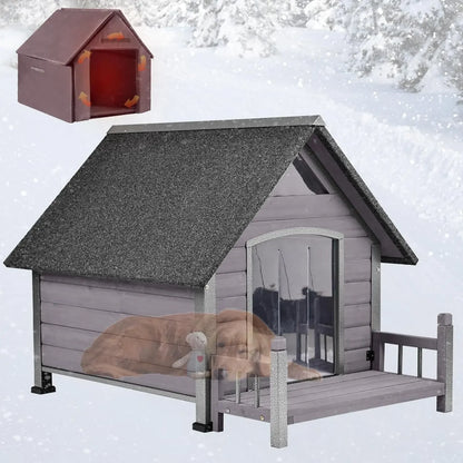 Weatherproof Outdoor Dog House for Large Breeds – Wood & Anti-Chew Iron Frame
