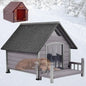Weatherproof Outdoor Dog House for Large Breeds – Wood & Anti-Chew Iron Frame