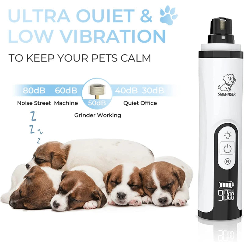Electric Dog Nail Clippers for Dog Nail Grinders Rechargeable USB Charging Pet Quiet Cat Paws Nail Grooming Trimmer Tools