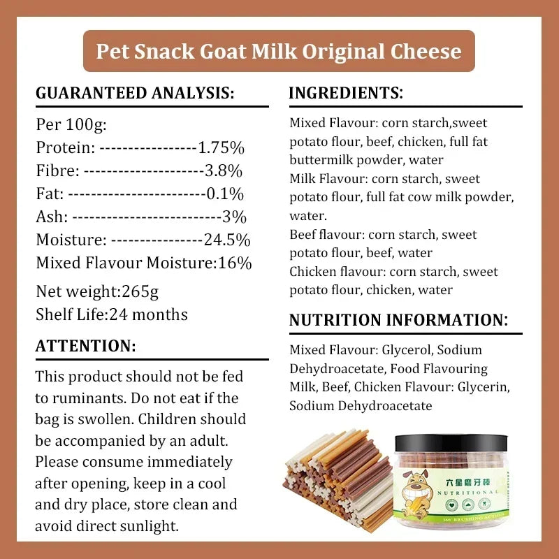 Dog Dental Chew Sticks – Fresh Breath Training Treats for Puppies & Adult Dogs (265g)