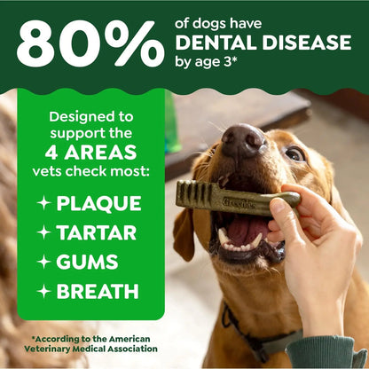 Natural Dental Dog Treats – Vet Recommended Regular Size Chews for Adult Dogs (36ct)