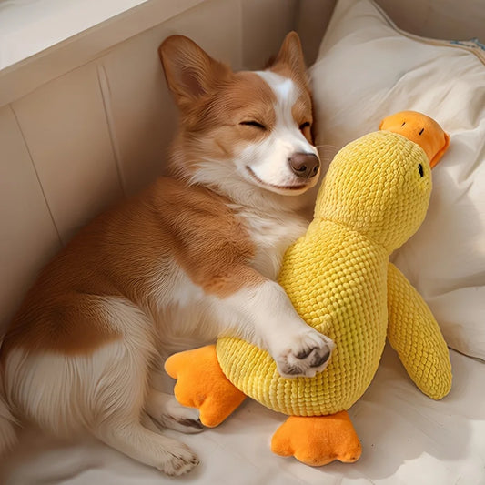 Plush Squeaky Duck Dog Toy-Bite-Resistant,Soft Chew Toy for Medium to Small Breeds Interactive Sound Effects,for Play & Training