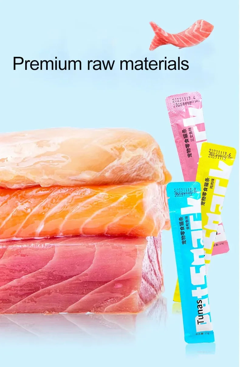 Cat Liquid Snack Strips – Chicken, Salmon & Tuna Wet Treats for Cats & Kittens