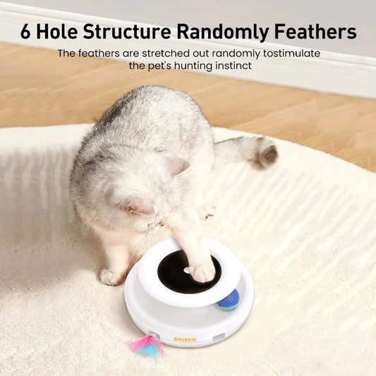 ROJECO 2-in-1 Smart Cat Toy – Automatic Feather & Fun Ball Set with 5 Modes for Cats & Dogs - Bdba PK