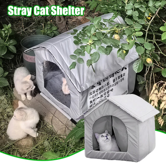 NewestStray Cat dog House Waterproof Outdoor Winter Warm Pet Cave Sleeping Beds Home Foldable Washable for Small Supplies - Bdba PK