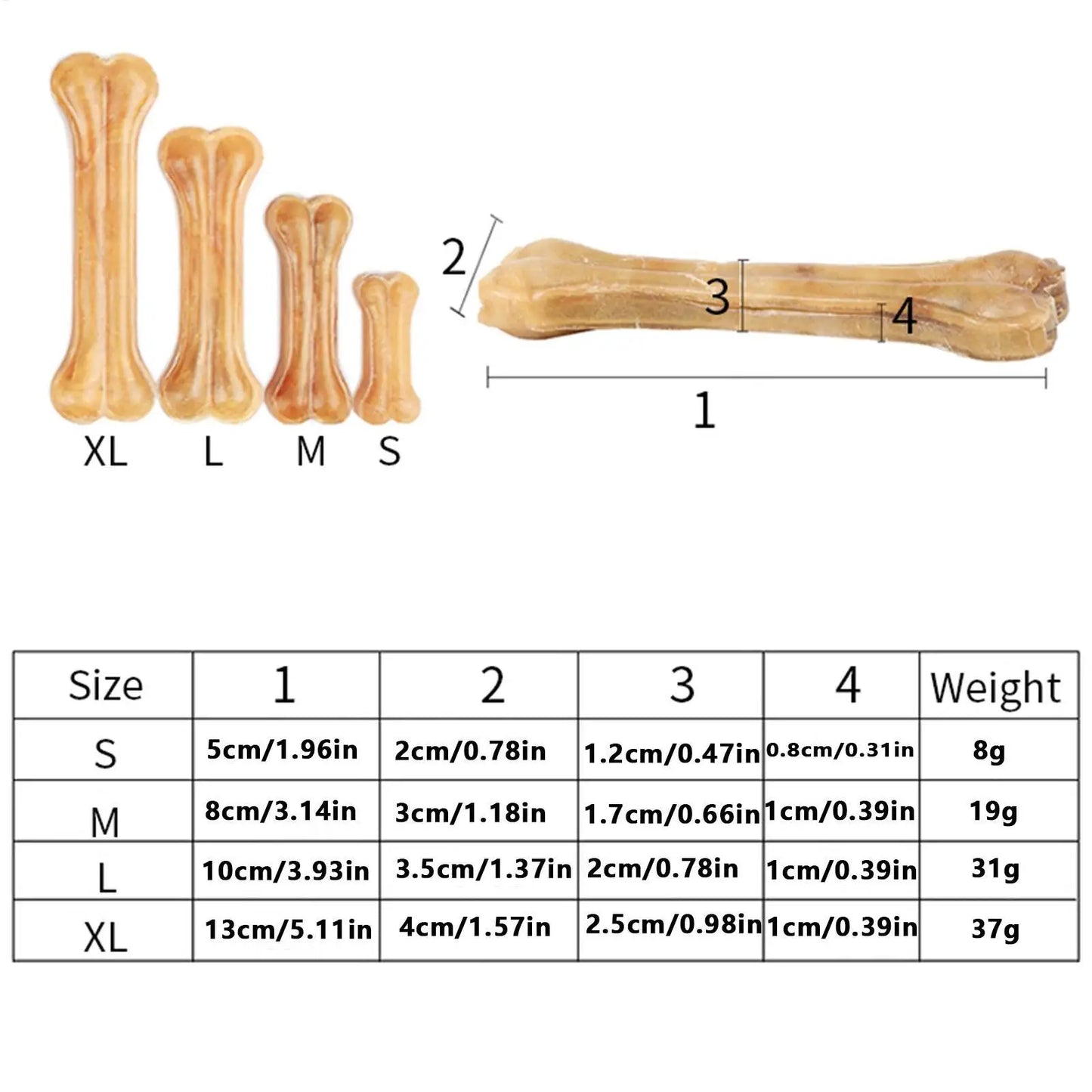 Durable Dog Chew Toys Cowhide Bones Dental Sticks Puppy Treats Supplies Cleaning Teeth Healthy Snacks for Small Medium Large Dog