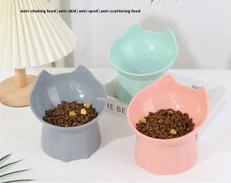 Tilted Elevated Cat Food Bowl Ergonomic Cat Food Dish Anti Neck Protector Vomiting Raised Cats Food Bowl Non Slip for Cats Dogs