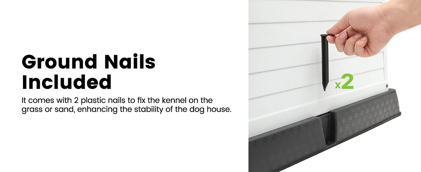 Waterproof Plastic Dog House – Indoor Outdoor Kennel with Elevated Floor for All Sizes