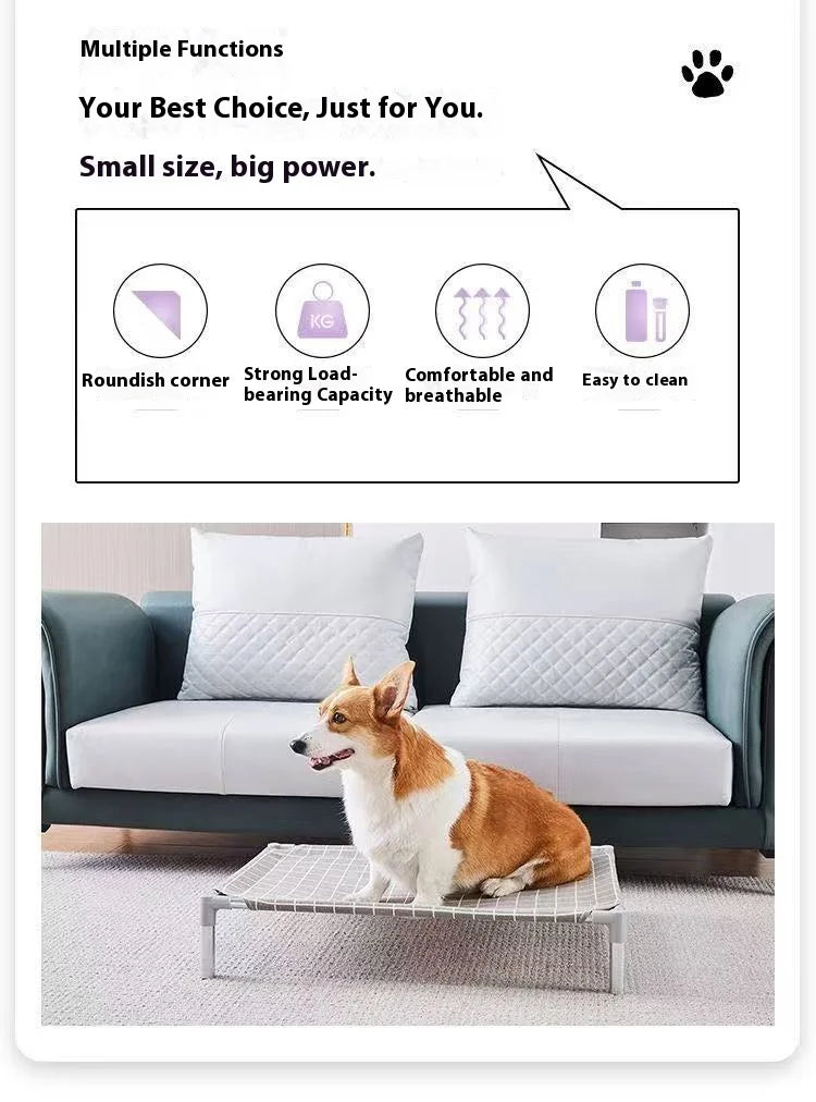 Stainless Steel Pet Cot Elevated Dog Bed - All Season Military Style Removable Washable Moisture Proof for Small Dogs Cats