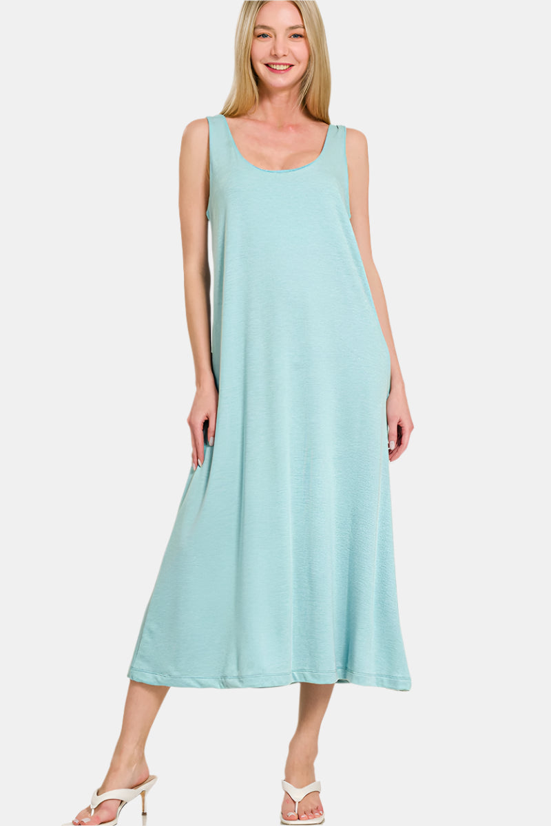 French Terry Twisted Strap Maxi Dress / DUSTY TEAL