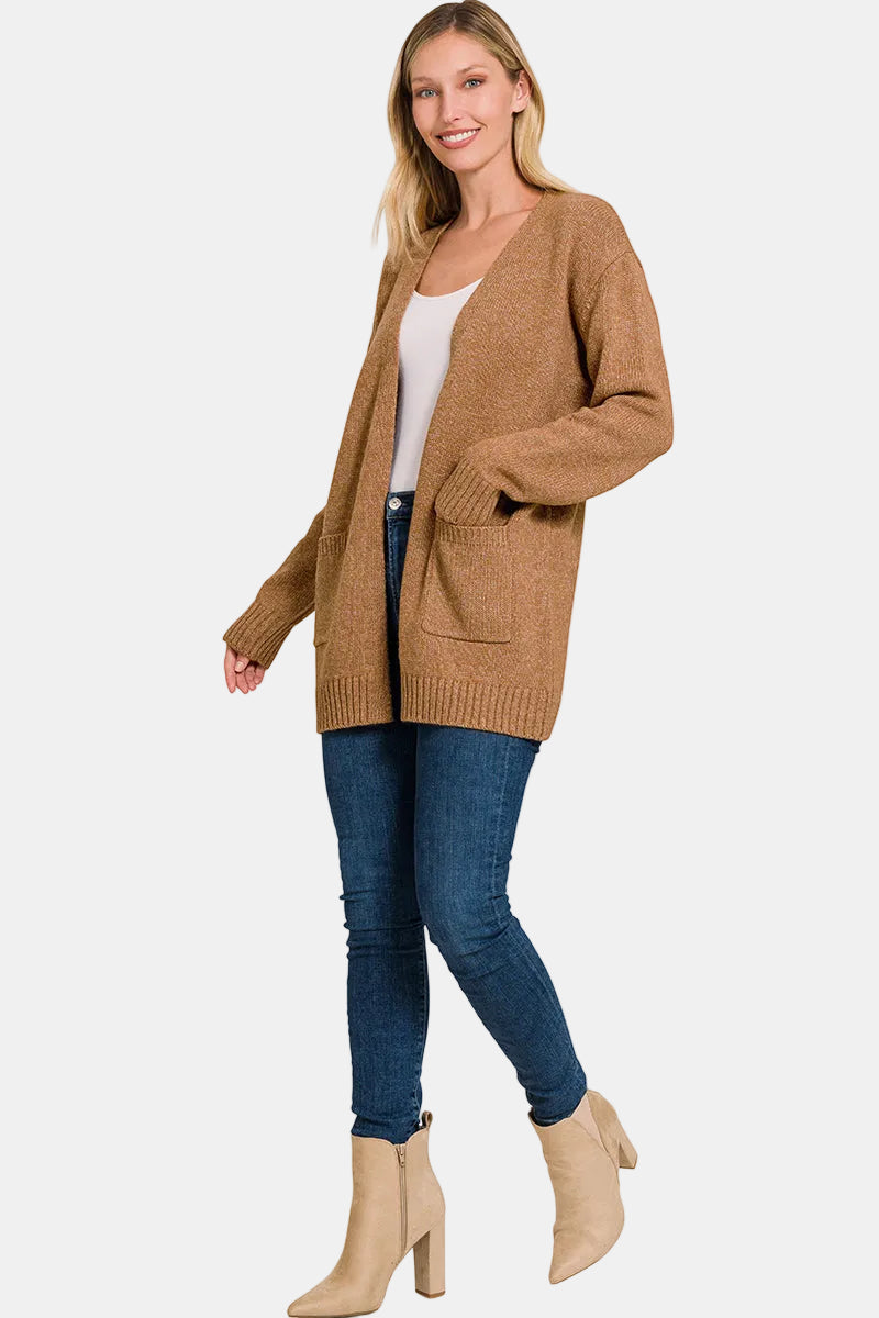 Open Front Sweater Cardigan / DEEP CAMEL