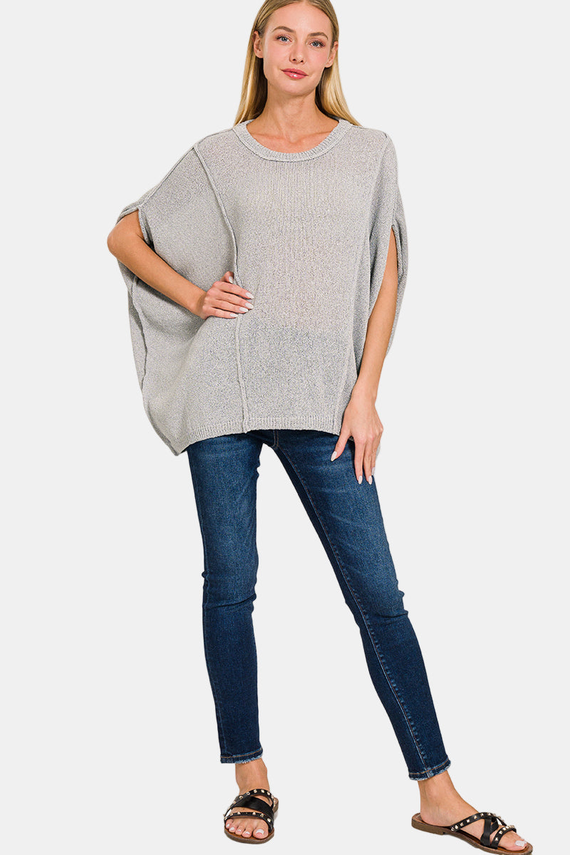 Drop Shoulder Short Sleeve Knit Top / IVORY