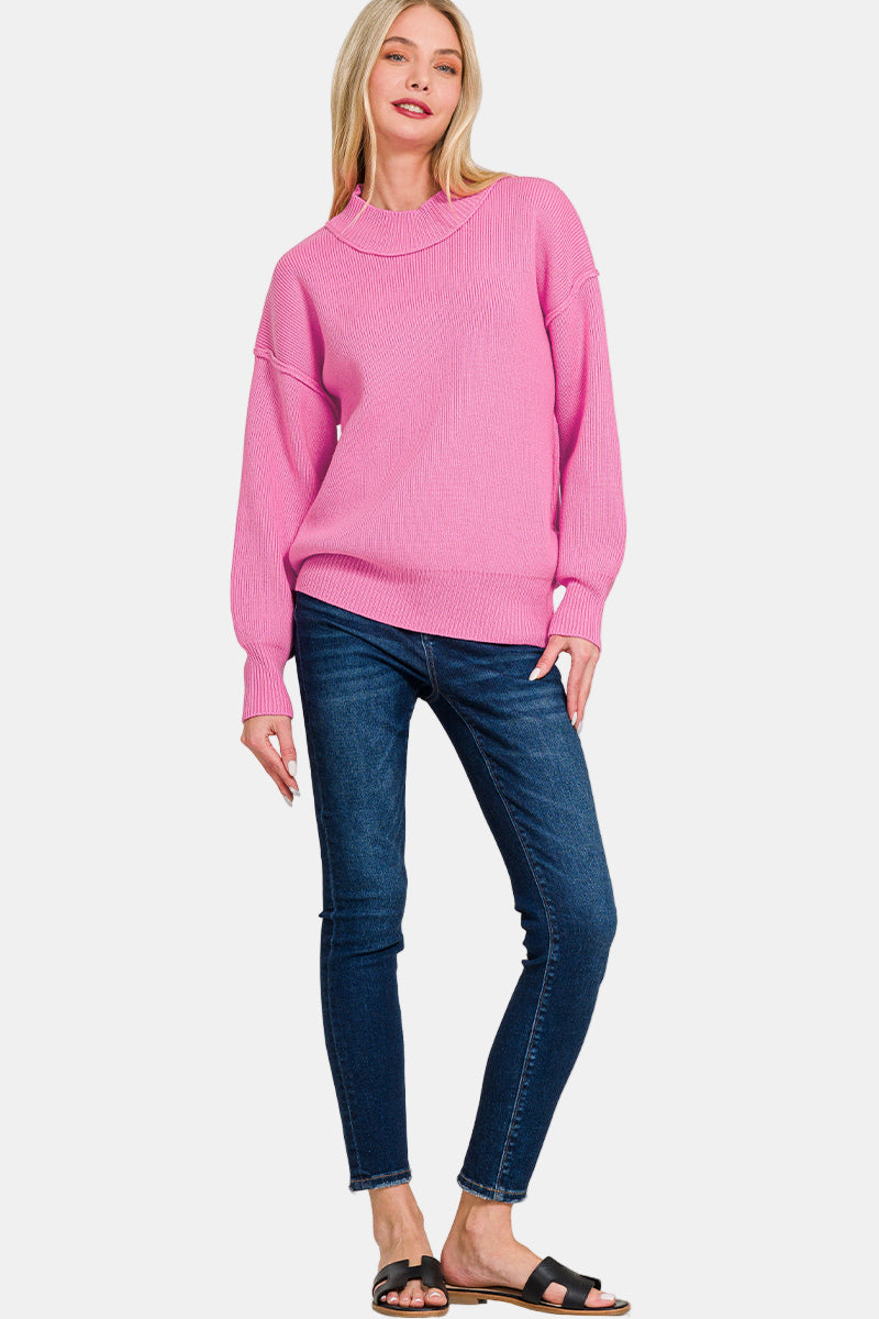 Wide Neckband Drop Shoulder Sweater / H GREY