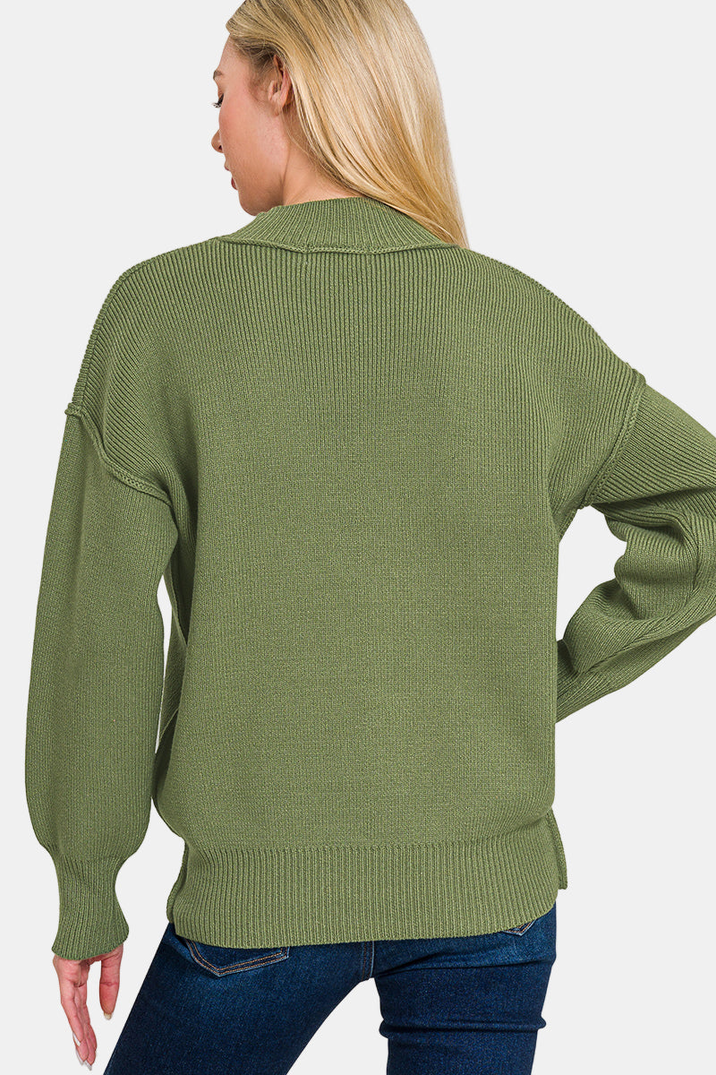 Wide Neckband Drop Shoulder Sweater / H GREY