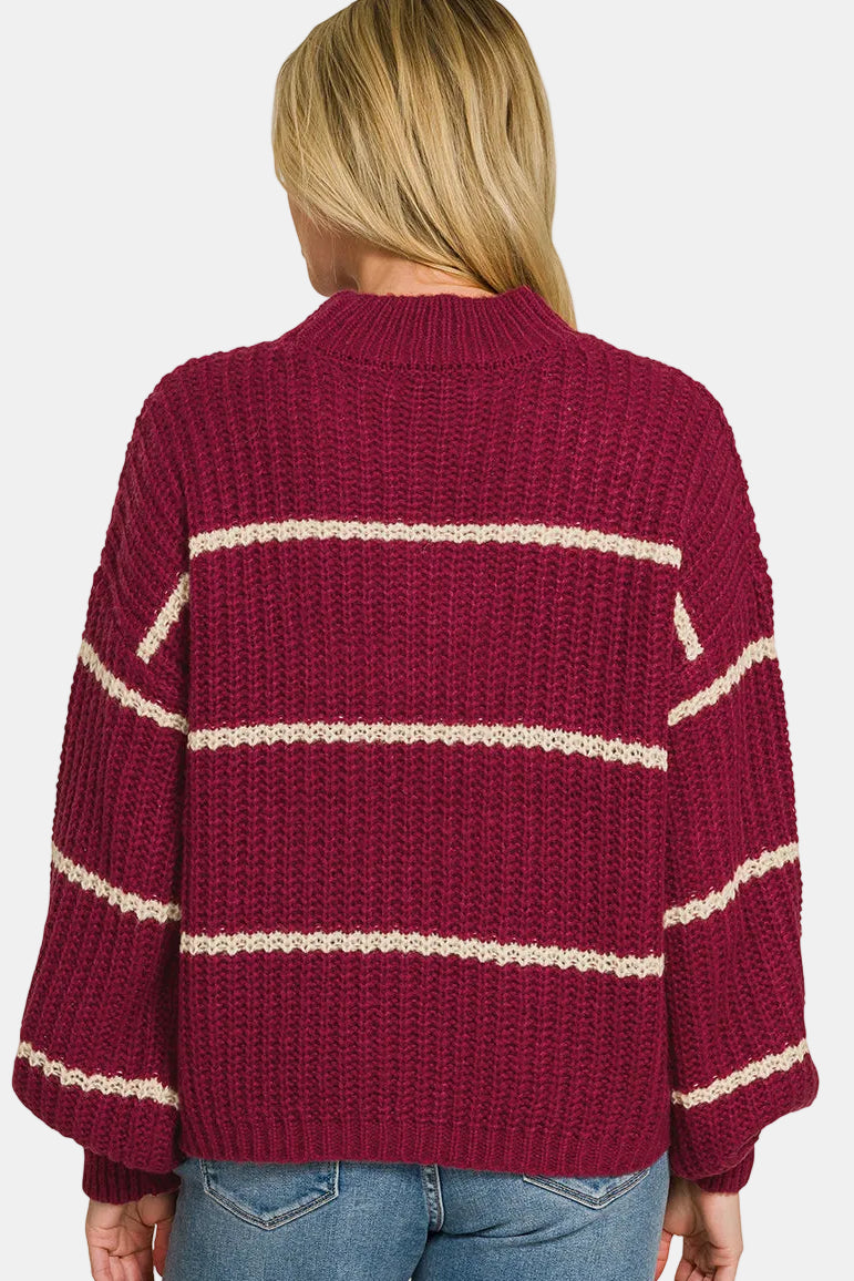 Oversize Striped Sweater / CABERNET