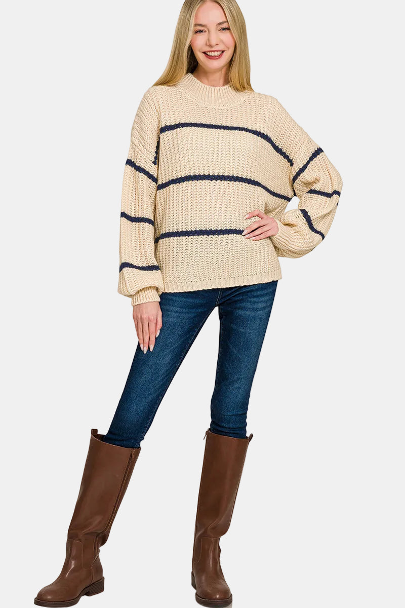 Oversize Striped Sweater / CABERNET